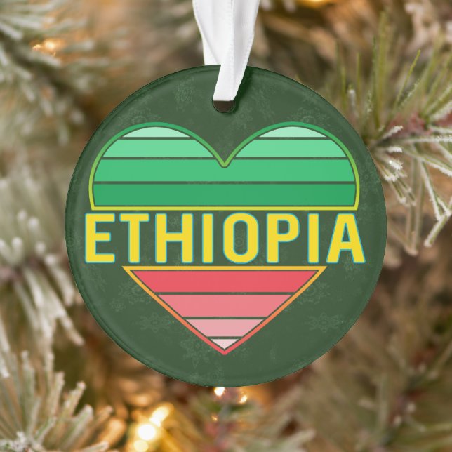 I Love Ethiopia, Ethiopian Heart Ornament (Tree)