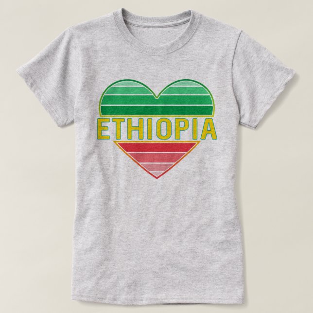 I Love Ethiopia, Ethiopian Heart T-Shirt (Design Front)