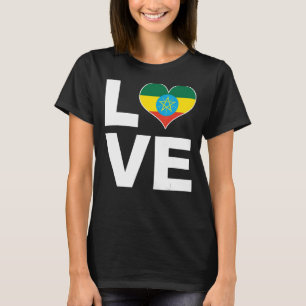 I Love Ethiopia Heart Flag Ethiopia T-Shirt