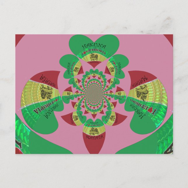 I Love Ethiopia Kaleidoscope – Heartfelt Rasta Art Postcard (Front)