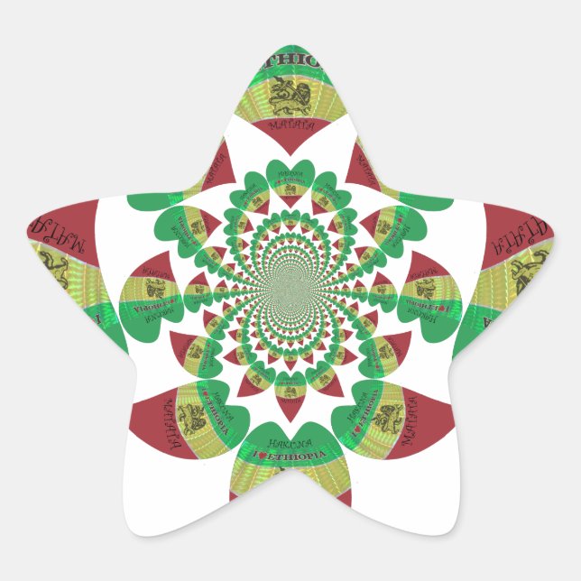 I Love Ethiopia Kaleidoscope – Heartfelt Rasta Art Star Sticker (Front)