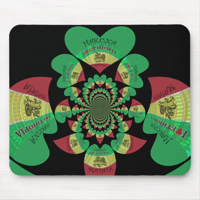 I love Ethiopia Lovely Hearts Colours Mouse Pad (Front)