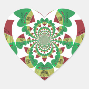 I love Ethiopia Lovely Hearts Flag National Colour Heart Sticker