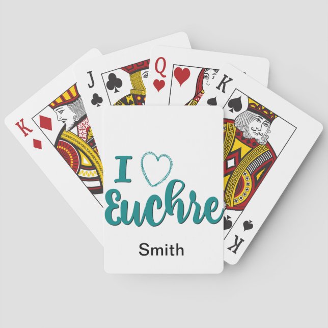 I Love Euchre Personalised Lettered Design Playing Cards (Back)