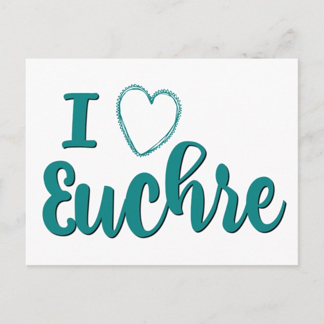 I Love Euchre Personalised Lettered Design Postcard (Front)