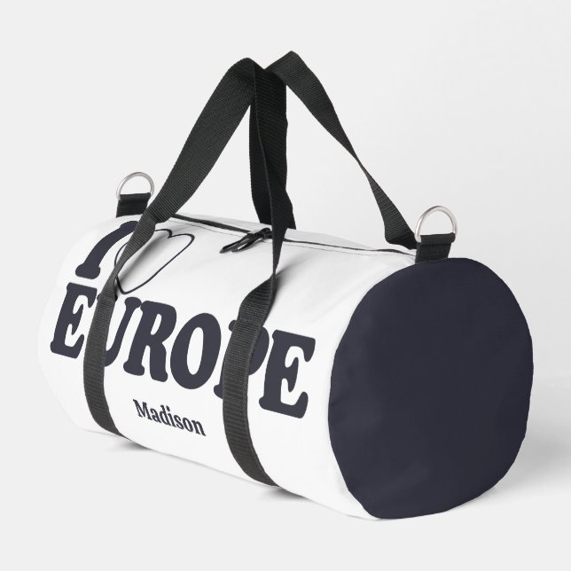 I LOVE EUROPE custom name Duffle Bag (Left Corner)