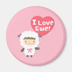 I Love Ewe Cute Sheep Pun Humour Magnet