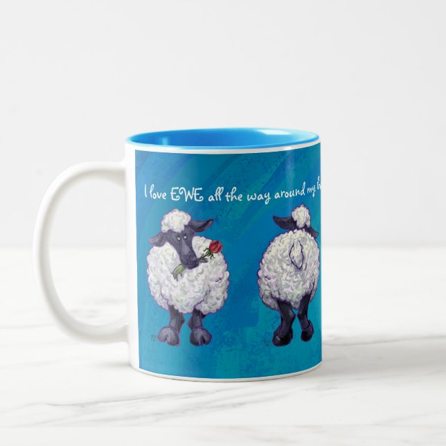 I love Ewe Heads and Tails Sheep Two-Tone Coffee Mug (Left)
