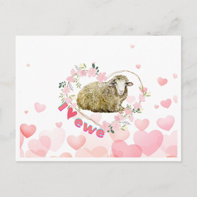 I love Ewe  Holiday Postcard (Front)