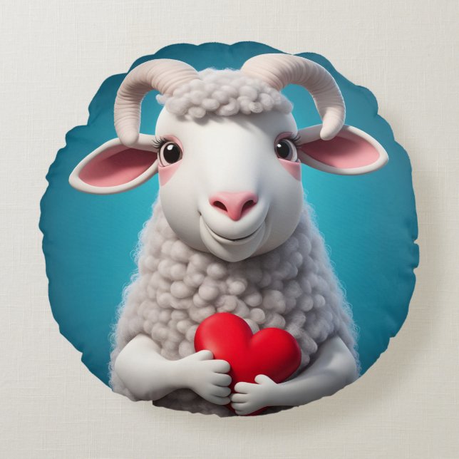 I Love Ewe Round Cushion (Front)