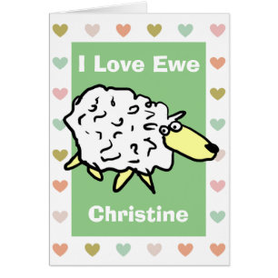 I Love Ewe Sheep Cartoon with Name