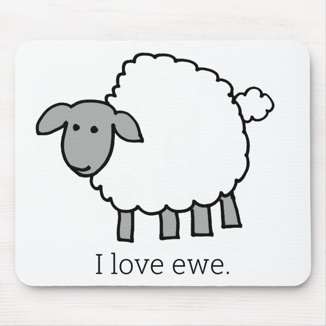 I Love Ewe Sheep Mouse Pad (Front)