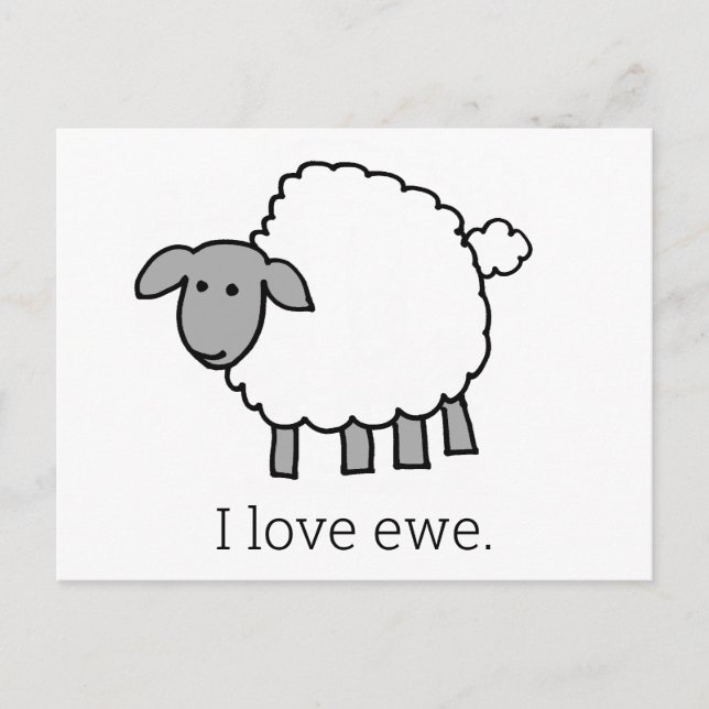 I Love Ewe Sheep Postcard (Front)