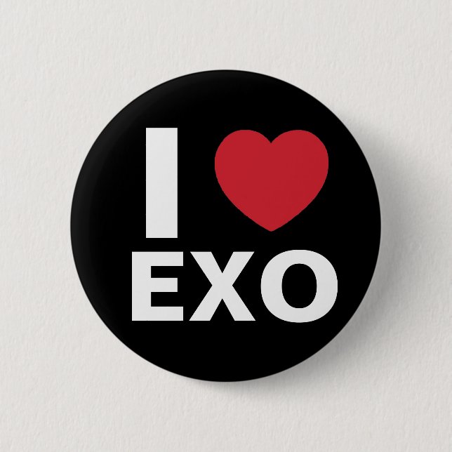 I Love Exo Button (black) (Front)