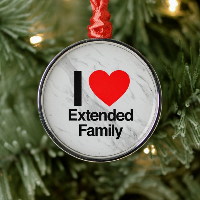 i love extended family metal ornament (Tree)