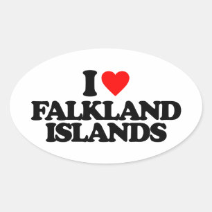 I LOVE FALKLAND ISLANDS OVAL STICKER