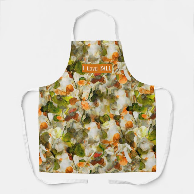 I Love Fall Abstract Personalised Floral Artistic  Apron (Front)