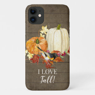 I Love Fall Leaves Bird Pumpkins Rustic Barn Wood Case-Mate iPhone Case