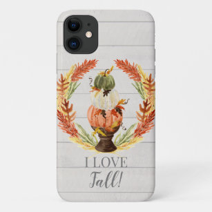 I Love Fall Leaves Pumpkin Wreath Wood Watercolor Case-Mate iPhone Case