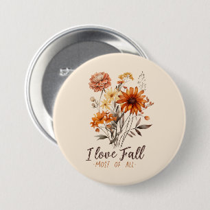 I Love Fall Most of All – Autumn Foliage 7.5 Cm Round Badge