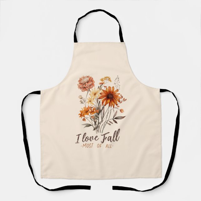 I Love Fall Most of All – Autumn Foliage Apron (Front)