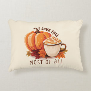 I Love Fall Most Of All – Latte & Autumn Vibes Decorative Cushion