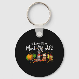 I Love Fall Most Of All Pumpkin Greyhound Autumn S Key Ring