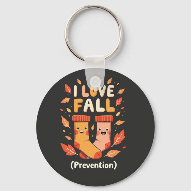 I Love Fall Prevention Autumn Cosy Pumpkin Spice  Key Ring (Front)