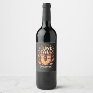 I Love Fall Prevention Autumn Cosy Pumpkin Spice Wine Label
