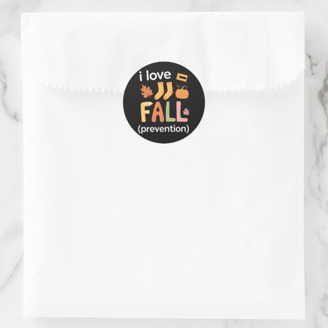 I Love Fall Prevention Classic Round Sticker (Bag)