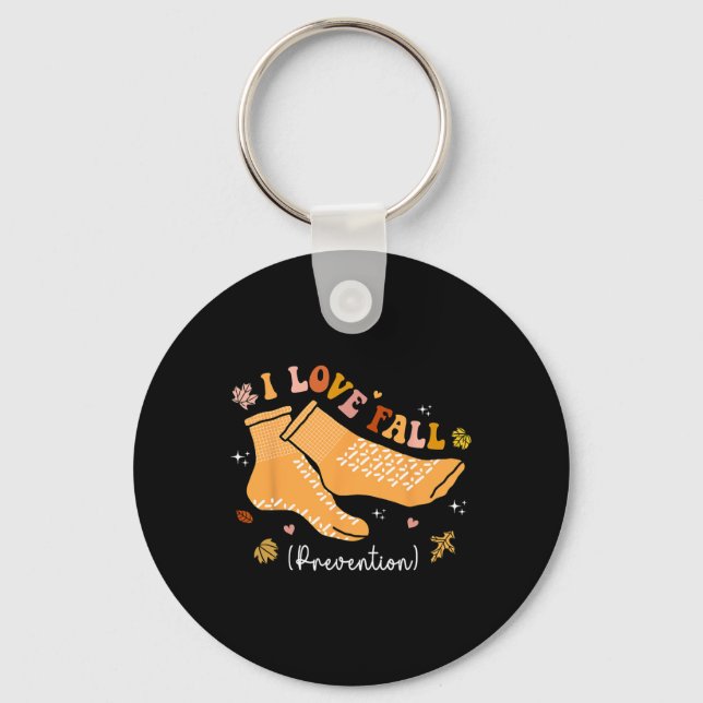 I Love Fall Prevention Fall Physical Therapy Groov Key Ring (Front)