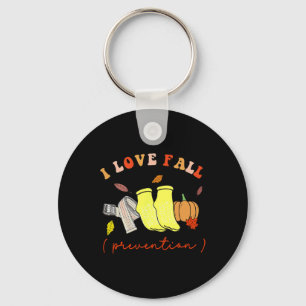 I Love Fall Prevention Socks Thanksgiving Autumn Key Ring