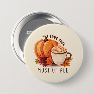 I Love Fall - Pumpkin and Pumpkin Spice Latte 7.5 Cm Round Badge