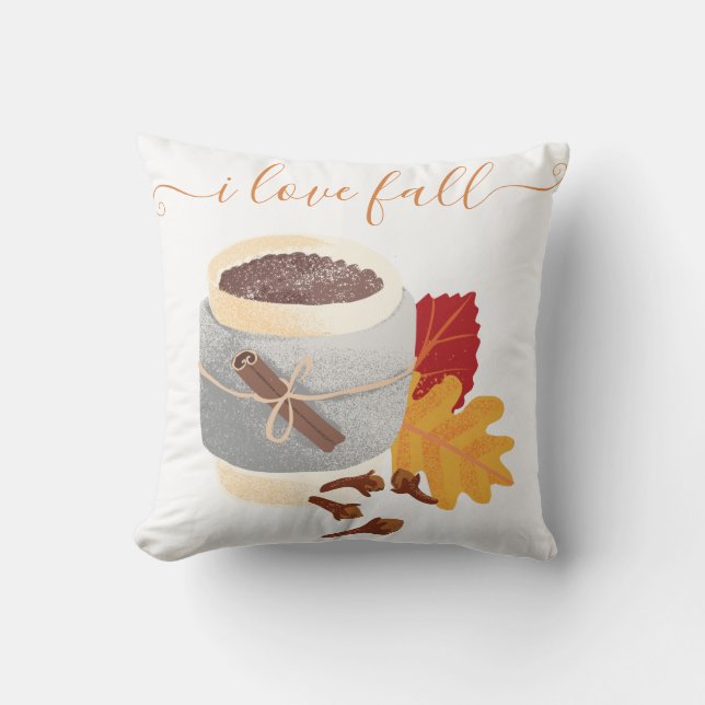 I Love Fall Pumpkin latte Country Thanksgiving Cushion (Front)