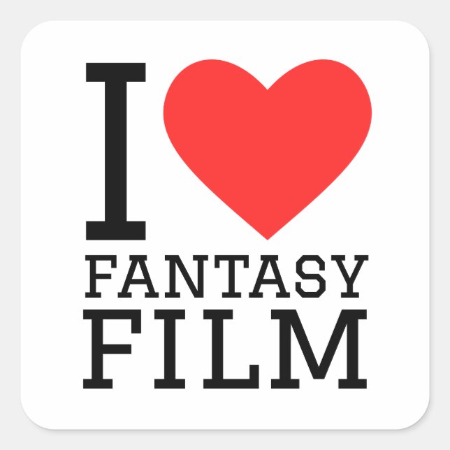 I love fantasy film square sticker (Front)