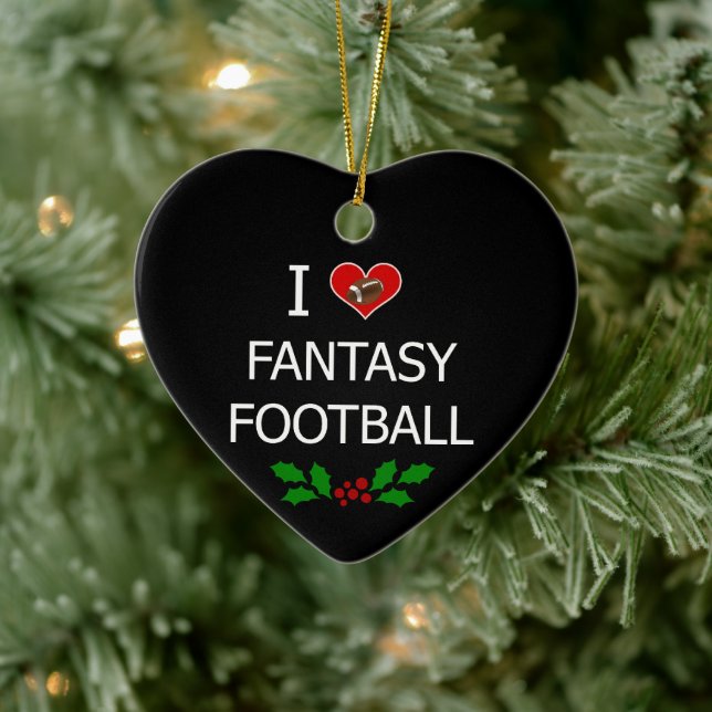 I Love Fantasy Football Ceramic Ornament (Tree)
