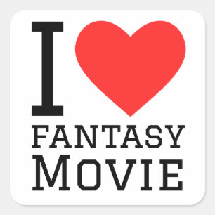 I love fantasy movie square sticker