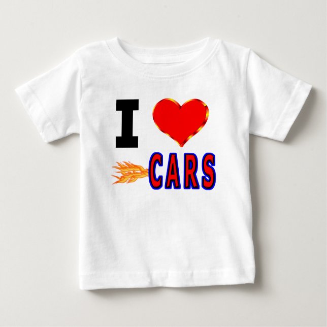 I Love Fast Cars Baby T-Shirt (Front)