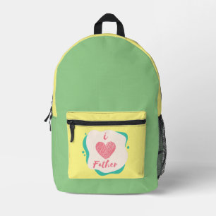 i love father printed backpack