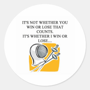 i love fencing fencer design classic round sticker