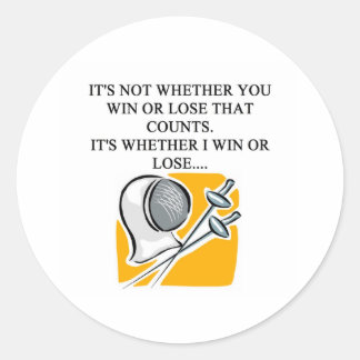 i love fencing fencer design classic round sticker