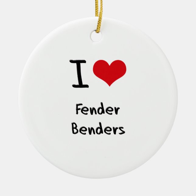 I Love Fender Benders Ceramic Tree Decoration (Front)