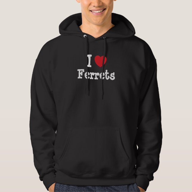 I love Ferrets heart custom personalised Hoodie (Front)