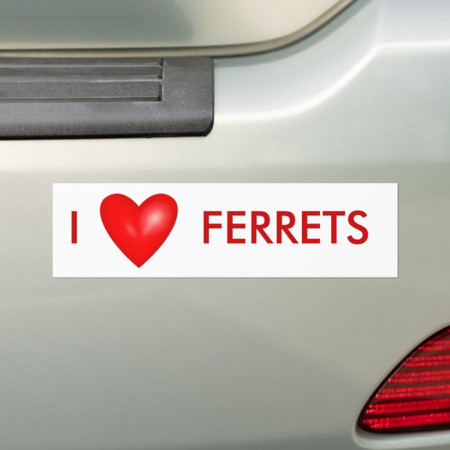 I Love Ferrets with Red Heart Bumper Sticker (On Car)