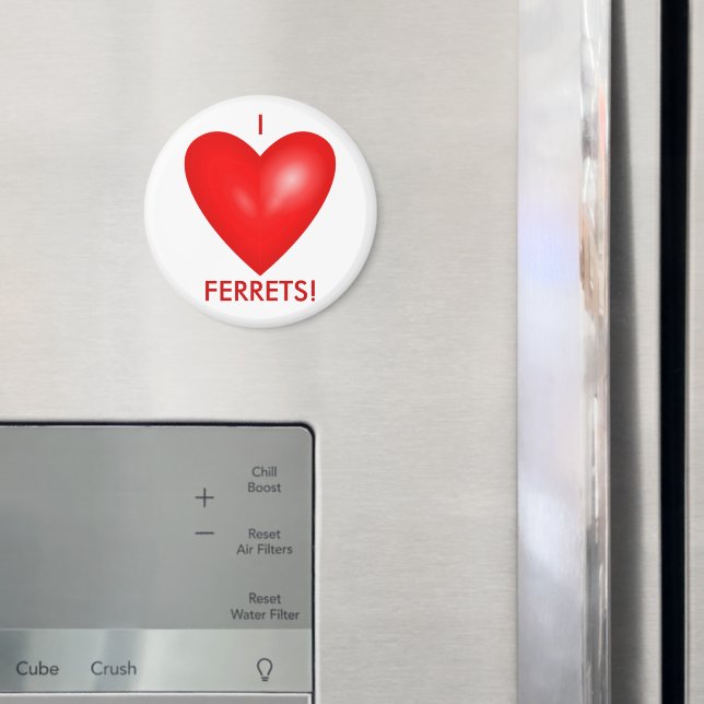 I Love Ferrets with Red Heart Magnet (In Situ (Fridge))