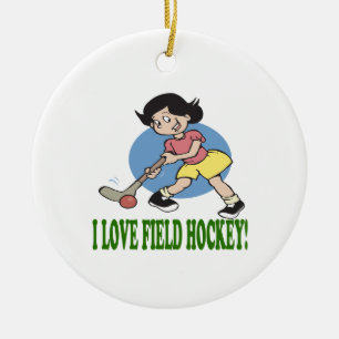 I Love Field Hockey 2 Ceramic Tree Decoration