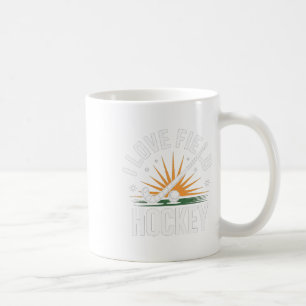I Love Field Hockey Sunburst Sporting Spirit Coffee Mug