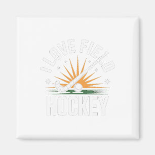 I Love Field Hockey Sunburst Sporting Spirit  Magnet