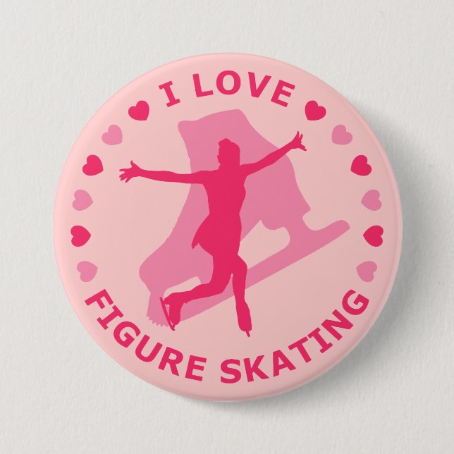 I Love Figure Skating 7.5 Cm Round Badge (Front)