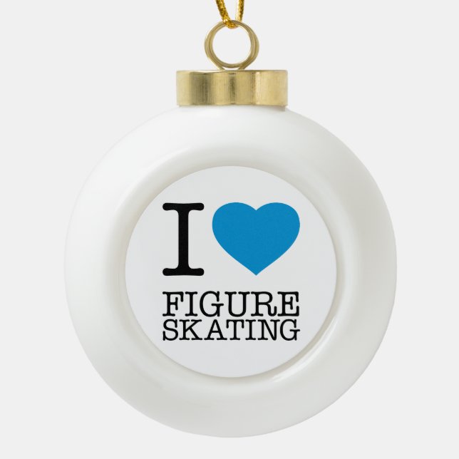 I LOVE FIGURE SKATING CERAMIC BALL CHRISTMAS ORNAMENT (Front)